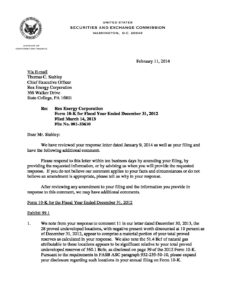 20140211 SEC Letter to Rex | DeGolyer & MacNaughton | World Wide ...